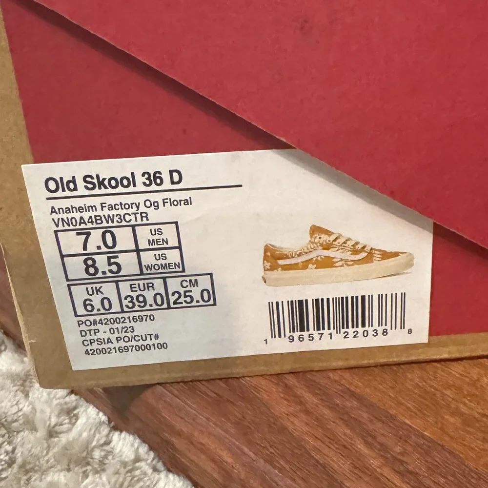 Women's Old Skool 36D Anaheim Factory Og Floral Vans Size 8.5, NIB - Picture 2 of 3